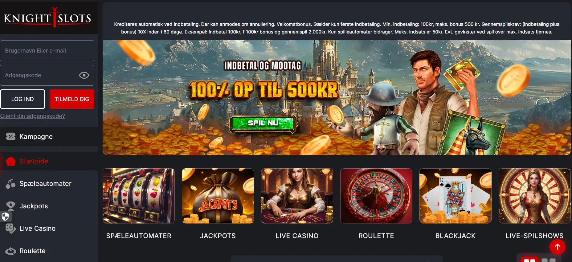 Knightslots danske forside