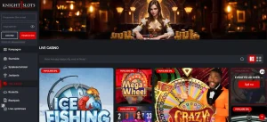 Knightslots live casino lobby på den danske side